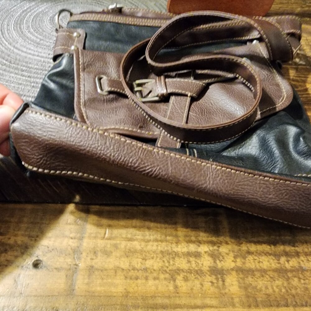 Black and Brown Leather Handbag, Cute Purse, - Picture 3 of 8